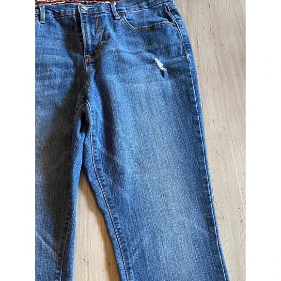 Old Navy Curvy Profile Mid-Rise Jeans Blue Distressed Stretch Denim Womens 12 - Picture 13 of 15